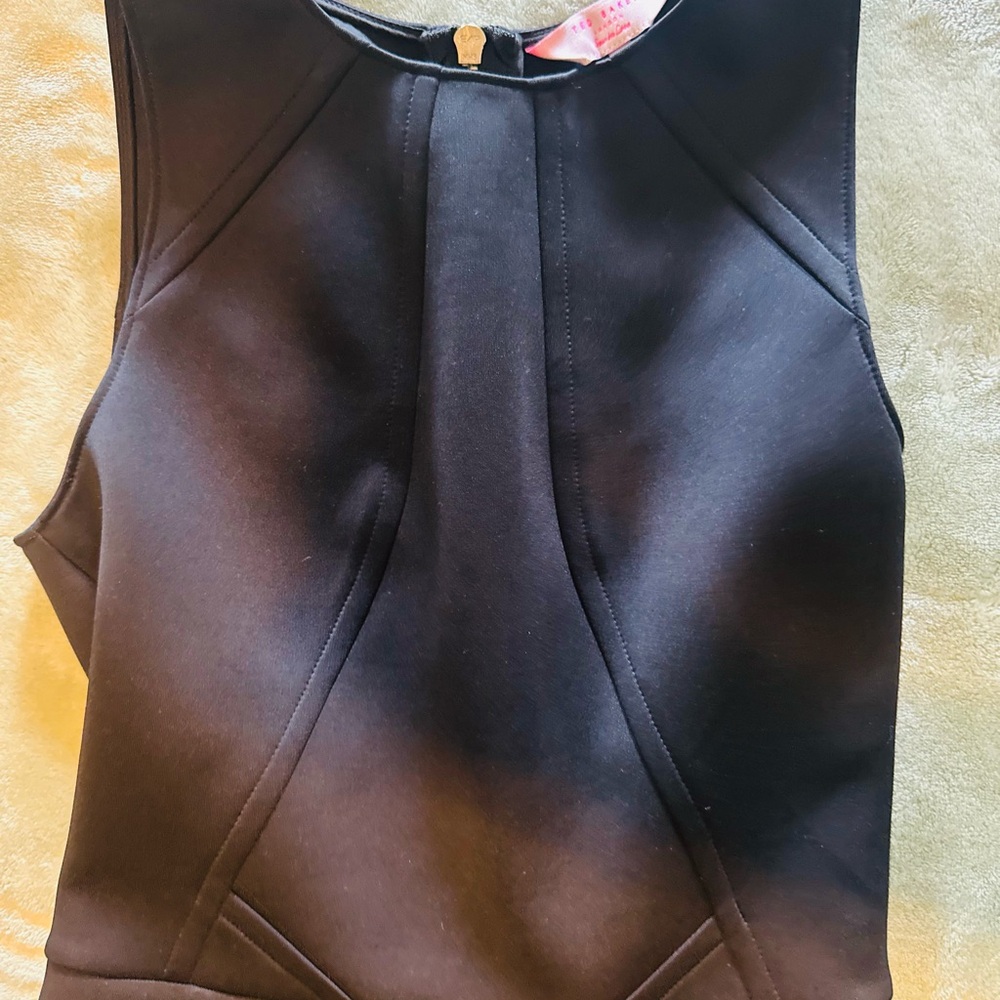 Ted Baker skater flare Dress SIZE 1 Black Fit Flare Midi Sleeveless Stretch NWOT - Picture 3 of 9